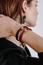 James Leather Bracelet ~ Garnet