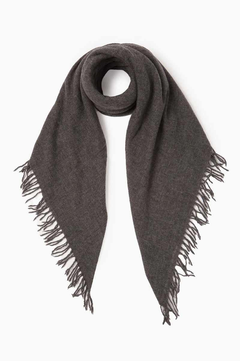 Charcoal Fringed Cashmere Scarf