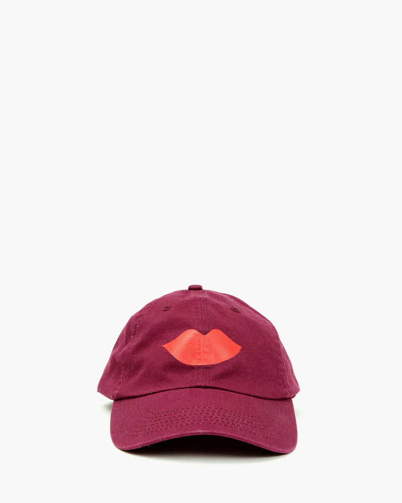 Lips Baseball Hat ~ Oxblood W/ Lips