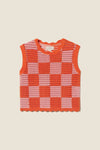Bree Sweater Tank ~ Pink/Orange Check