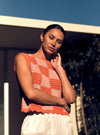 Bree Sweater Tank ~ Pink/Orange Check