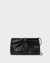 Corrine Black Leather Gathered Clutch