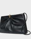 Corrine Black Leather Gathered Clutch