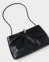 Corrine Black Leather Gathered Clutch