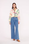 Cropped Hampton Sweater ~ Cream Rainbow Multi