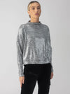 Sequin Funnel Neck Top ~Heather Grey Sequin