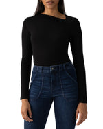 Asymmetrical Neck Top ~ Black