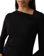 Asymmetrical Neck Top ~ Black