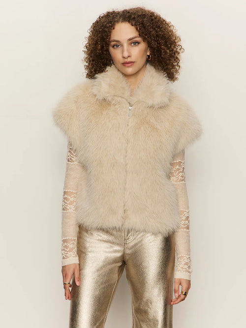 Silky Fur Vest ~ Almond Cream