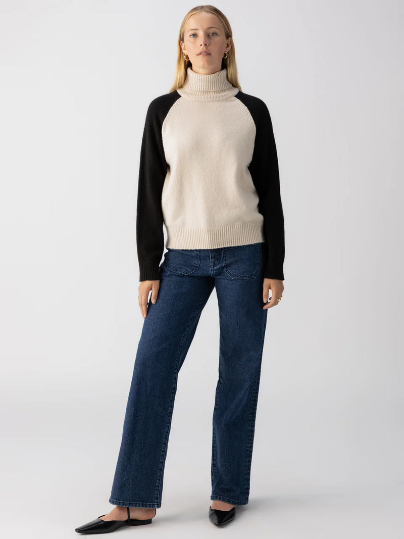 Cozy Day Sweater ~ Toasted Almond/Black