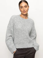 Fuzzy Volume Sleeve Sweater ~ Heather Grey