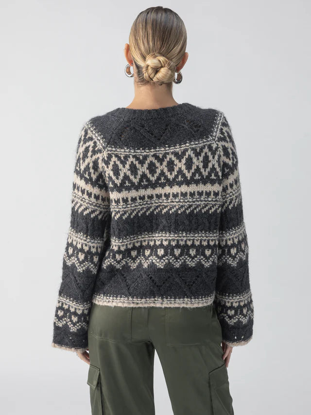 FairIsle Crew Neck Sweater ~Heather Ash Multi