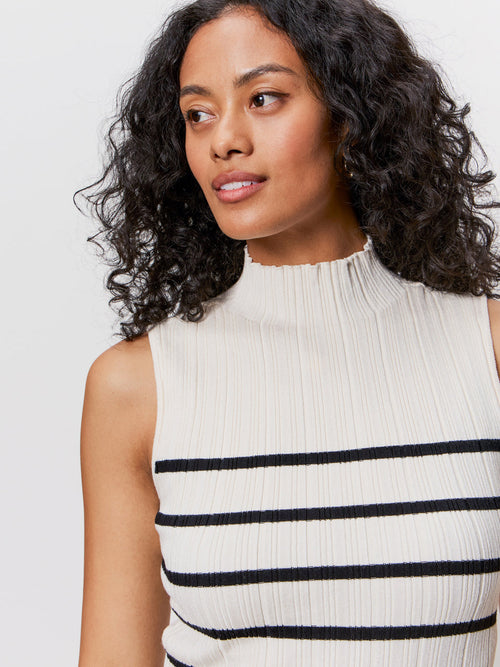 Ribbed Funnel Neck Top