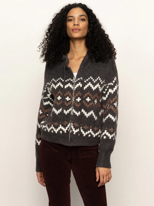 Zip-Up Fairisle Hoodie ~ Mocha
