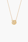 Diamond Initial Coin Necklace Gold