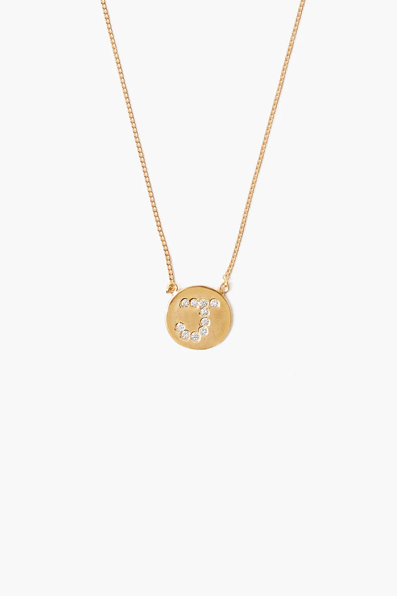 Diamond Initial Coin Necklace Gold