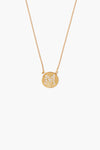 Diamond Initial Coin Necklace Gold