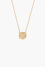 Diamond Initial Coin Necklace Gold