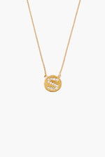 Diamond Initial Coin Necklace Gold