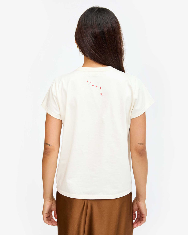 Classic Tee ~ Cream w/ Bright Poppy Bon Vivant