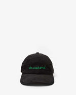 Baseball Hat ~  Black Corduroy w/ Green Embroidered Le Weekend