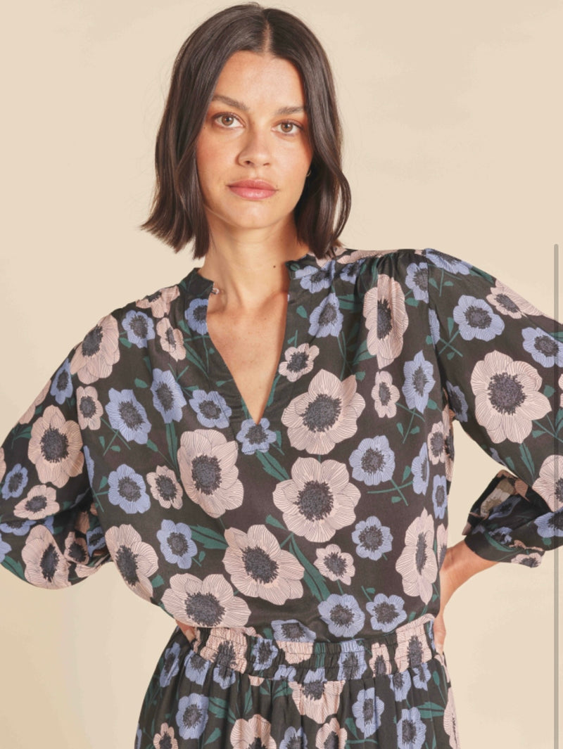 Bailey Blouse ~ Navy Poppies