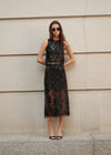 Aylin Sequin Lace Midi Skirt ~ Black