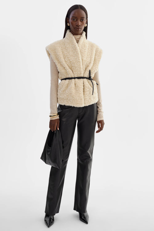 Dua Reversible Faux Fur Vest ~ Ecru