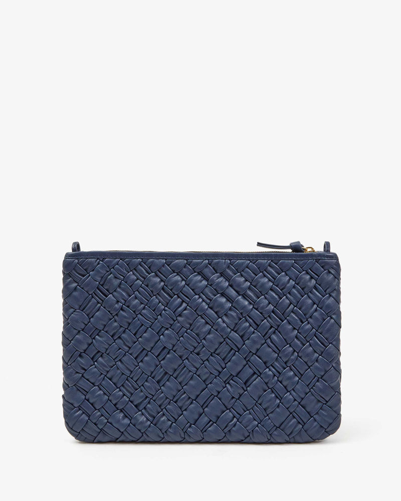 Flat Clutch w/ Tabs ~ Bright Navy Puffy Woven