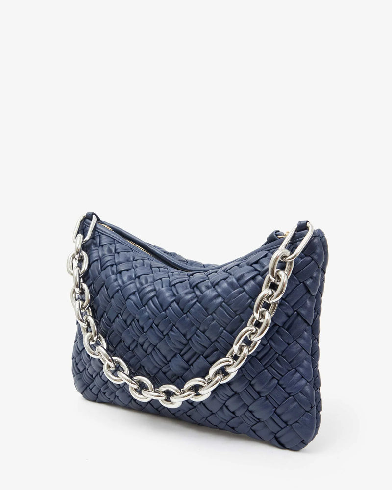 Flat Clutch w/ Tabs ~ Bright Navy Puffy Woven