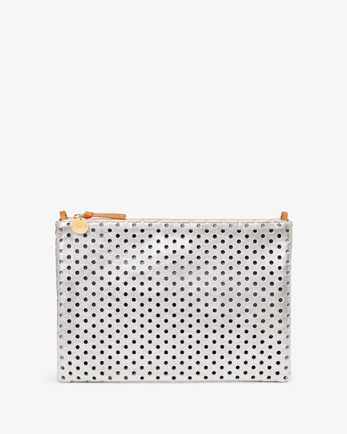 Flat Clutch w/Tabs ~ Silver Punch Hole Perf