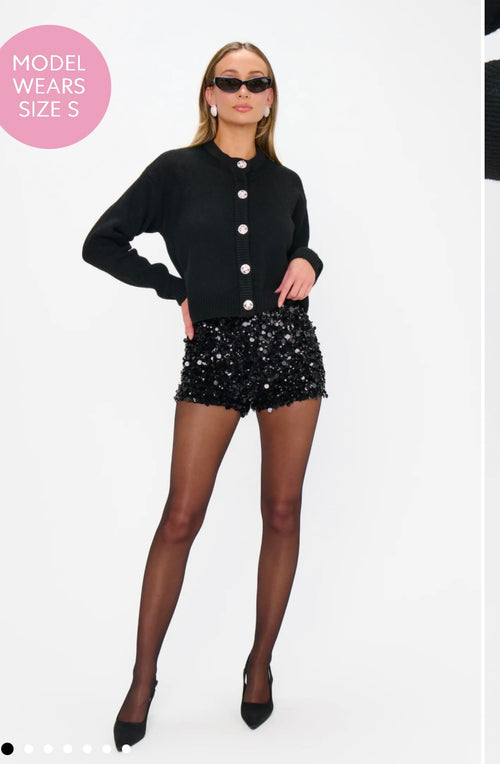 Ziggy Shorts ~ Black Metallic Sequins