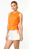 Monti Side Tie Cutout Poplin Top ~ Orange