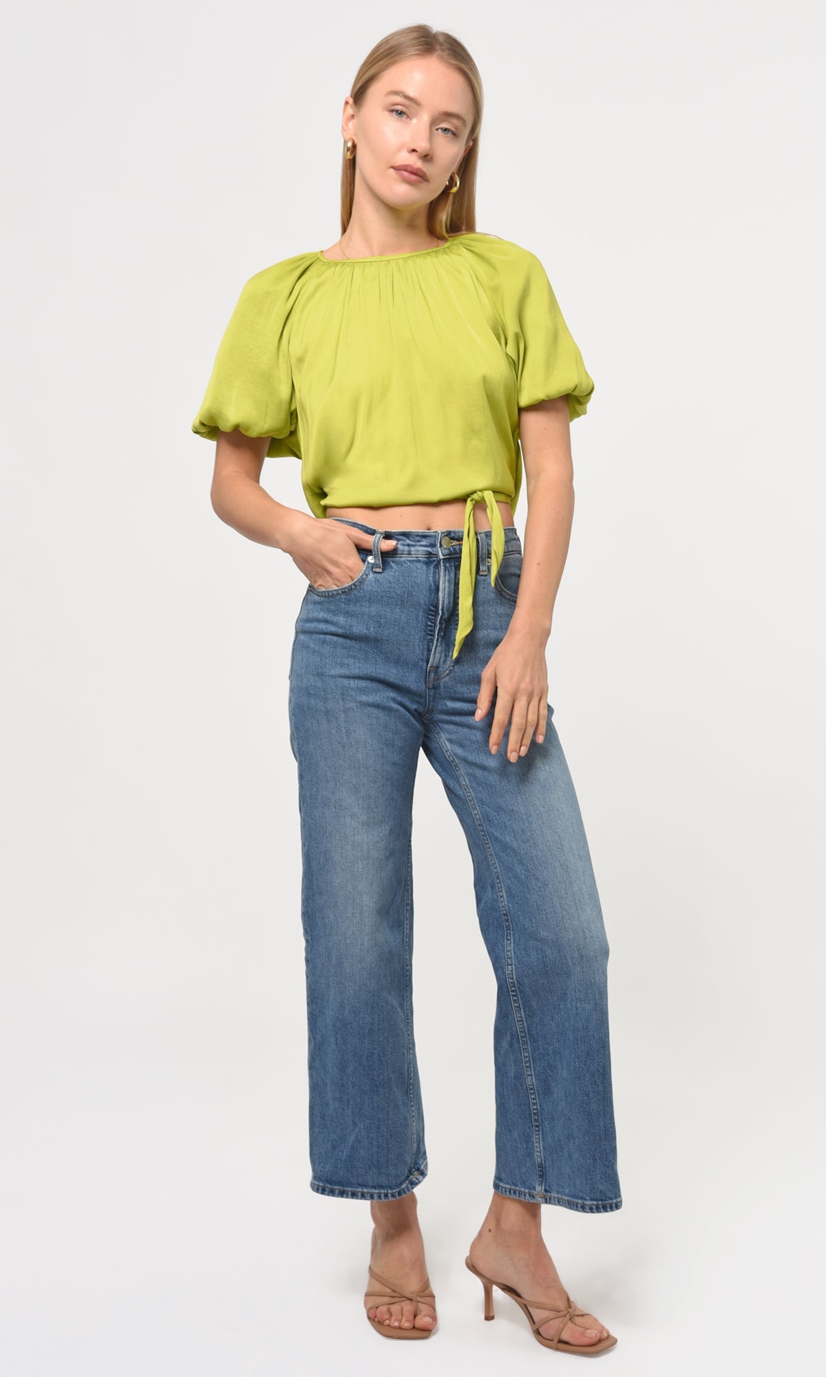 Nadia Tie Back Balloon Sleeve Top ~ Lime – Chic Streets