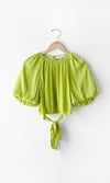 Nadia Tie Back Balloon Sleeve Top ~ Lime