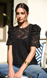 Oliver Embroidered Top w/Cami Liner ~ Black