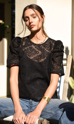 Oliver Embroidered Top w/Cami Liner ~ Black