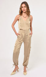 Sammy Satin Cargo Pant ~ Sand