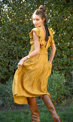 Kalista Textured Midi Dress ~ Mustard