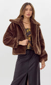 Hailey Faux Fur Cropped Coat ~ Coffee