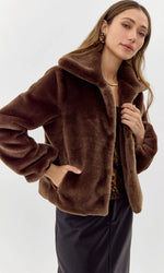 Hailey Faux Fur Cropped Coat ~ Coffee