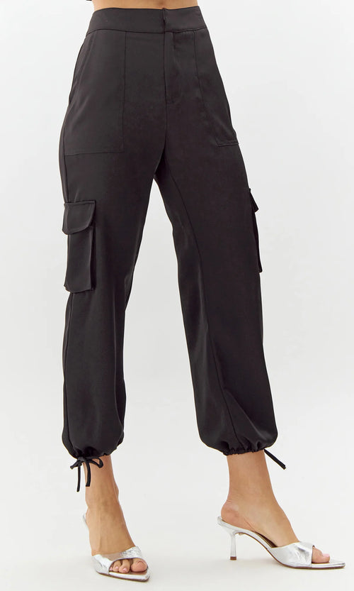 Sammy Satin Cargo Pant ~ Black