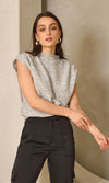 Arieta Sleeveless Funnel Knit Top ~ Heather Grey