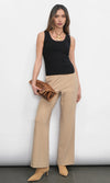 Silvie Wide Leg Knit Trousers ~ Sand