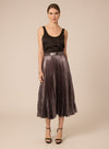 Braylen Skirt ~ Silver Metallic Pleating