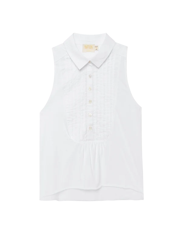 Greta Pintuck Top ~ White