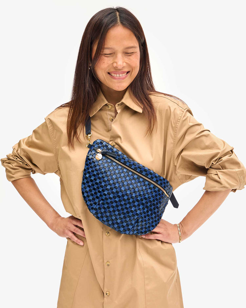 Grande Fanny ~ Dark Blue Woven Checker