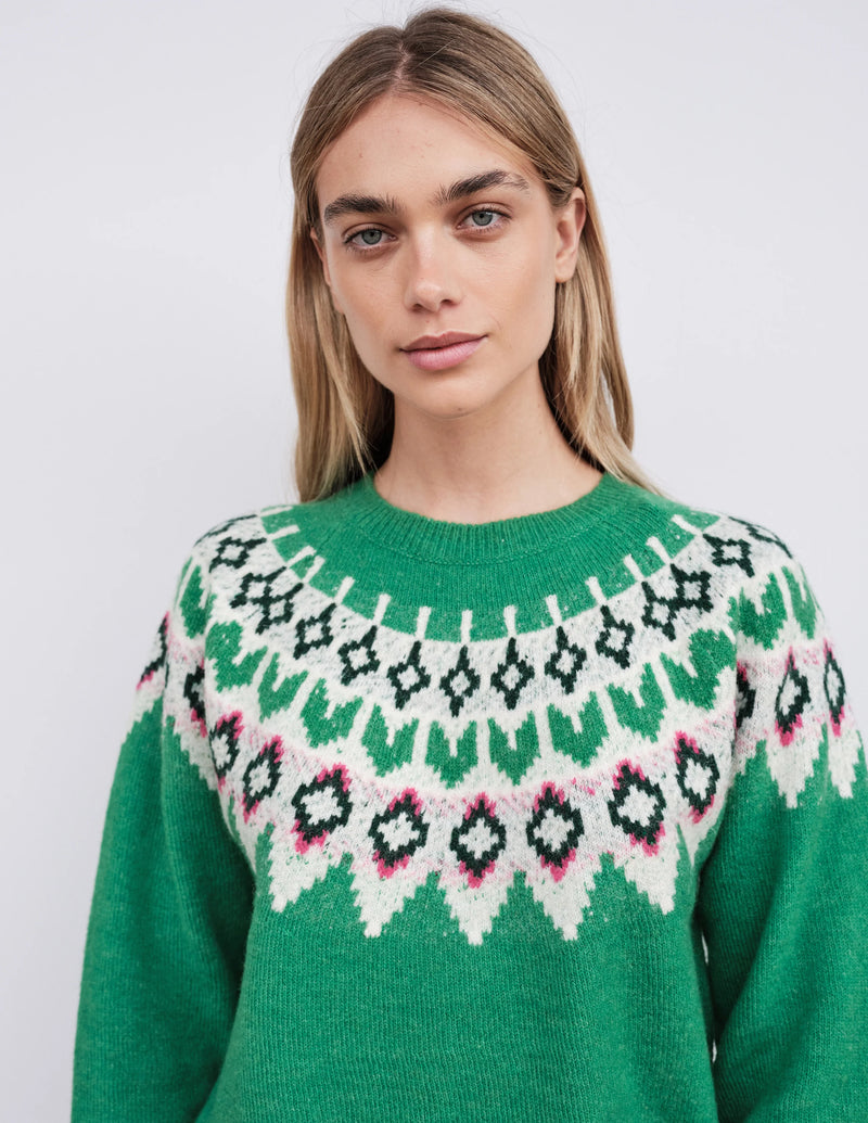 Fairisle Crew Sweater ~ Jade