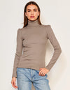 Puff Sleeve Turtleneck ~ Taupe