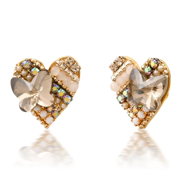 Child's 4.0mm Heart-Shaped Pink Crystal Stud Earrings in 14K Gold | Zales